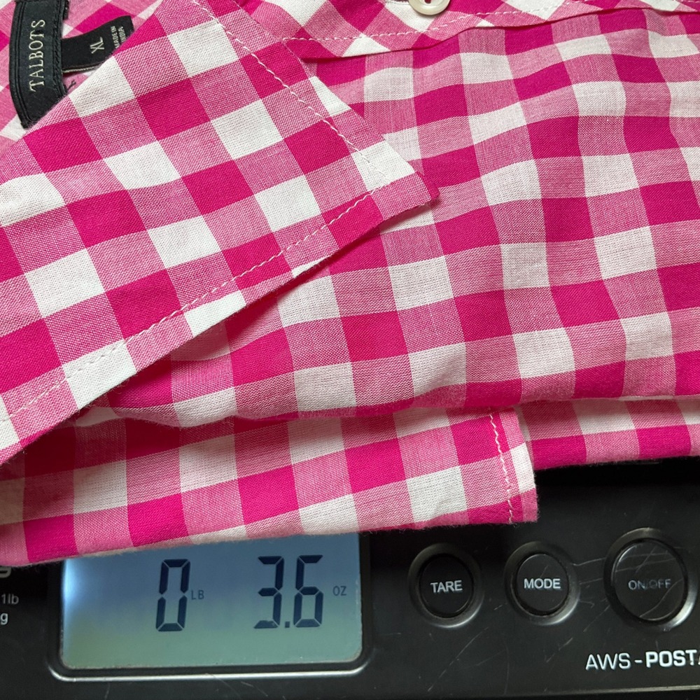 Talbots Button Down Shirt Womens XL Pink Gingham Cotton Classic Preppy - Picture 9 of 9